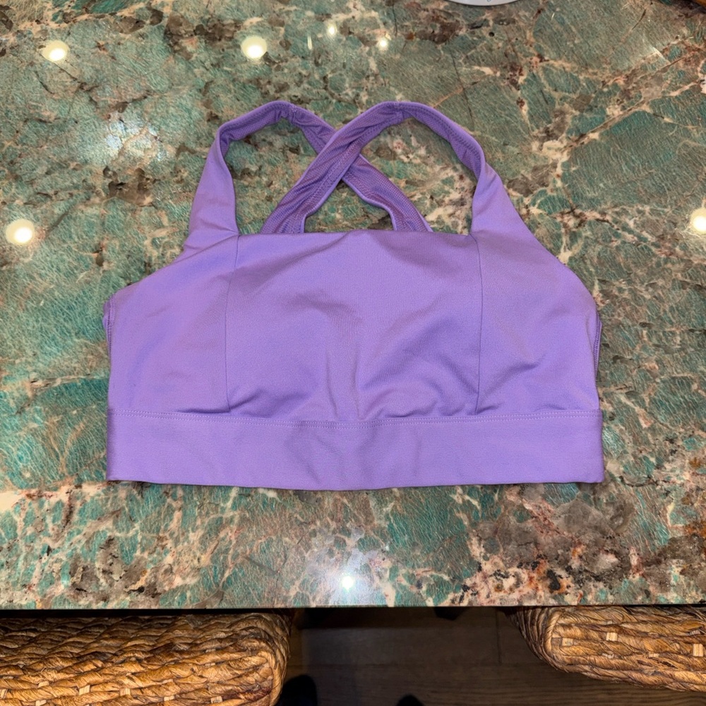 All in Motion sport bra shorts size large w medium support square neck lavender